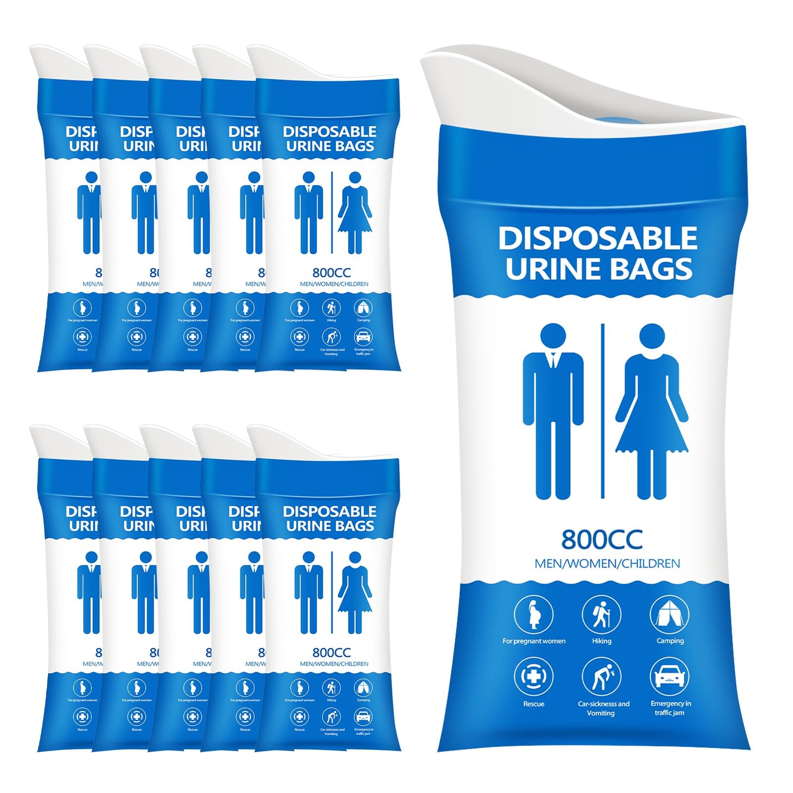 Disposable Urine Bag for Emergency Use, 24 PCS 800ML Unisex Urinal Bag,Travel…