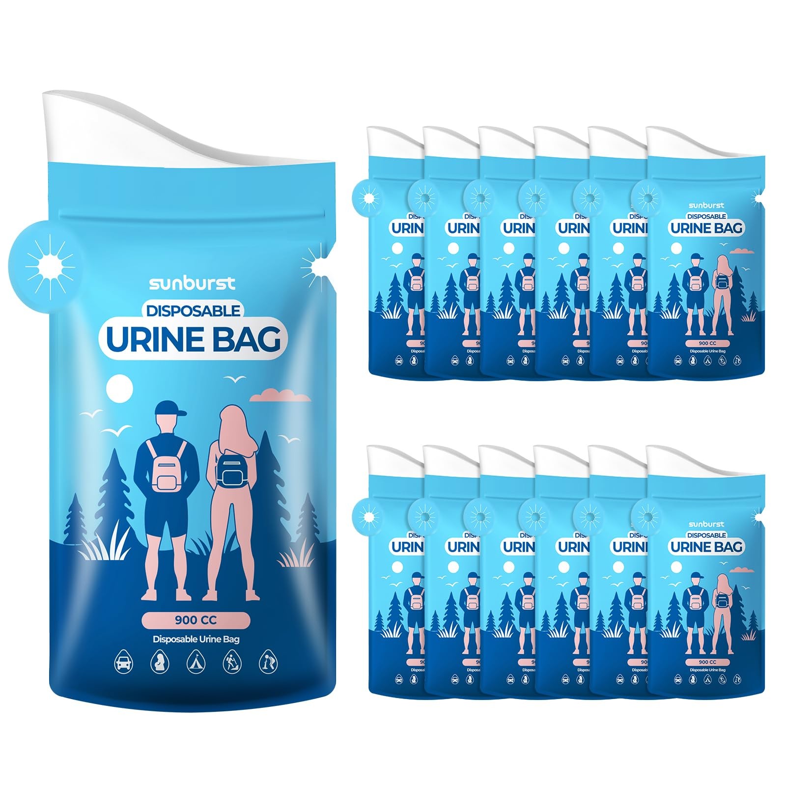 12PCS Disposable Urine Bags,900ML Pee Bags for Travel for Women/Men with Big …