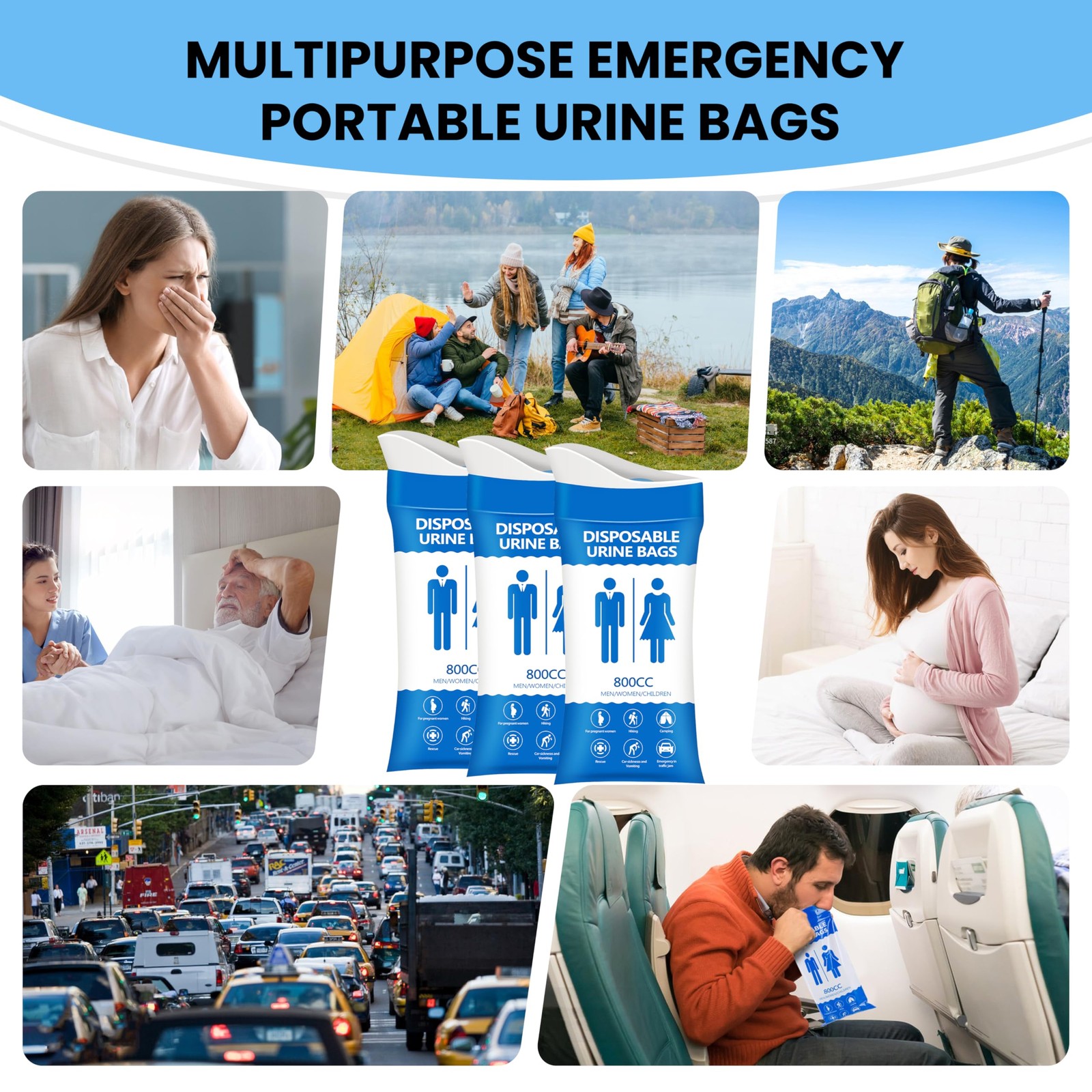 Disposable Urine Bag for Emergency Use, 24 PCS 800ML Unisex Urinal Bag,Travel…