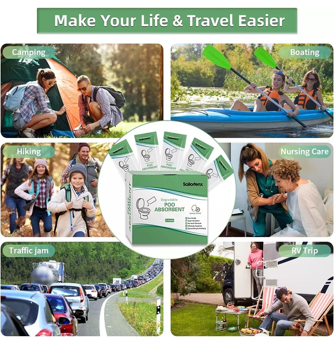 Poo Absorbent for Portable Toilet, Camping Toilet Chemicals, Eco Degradable Abs