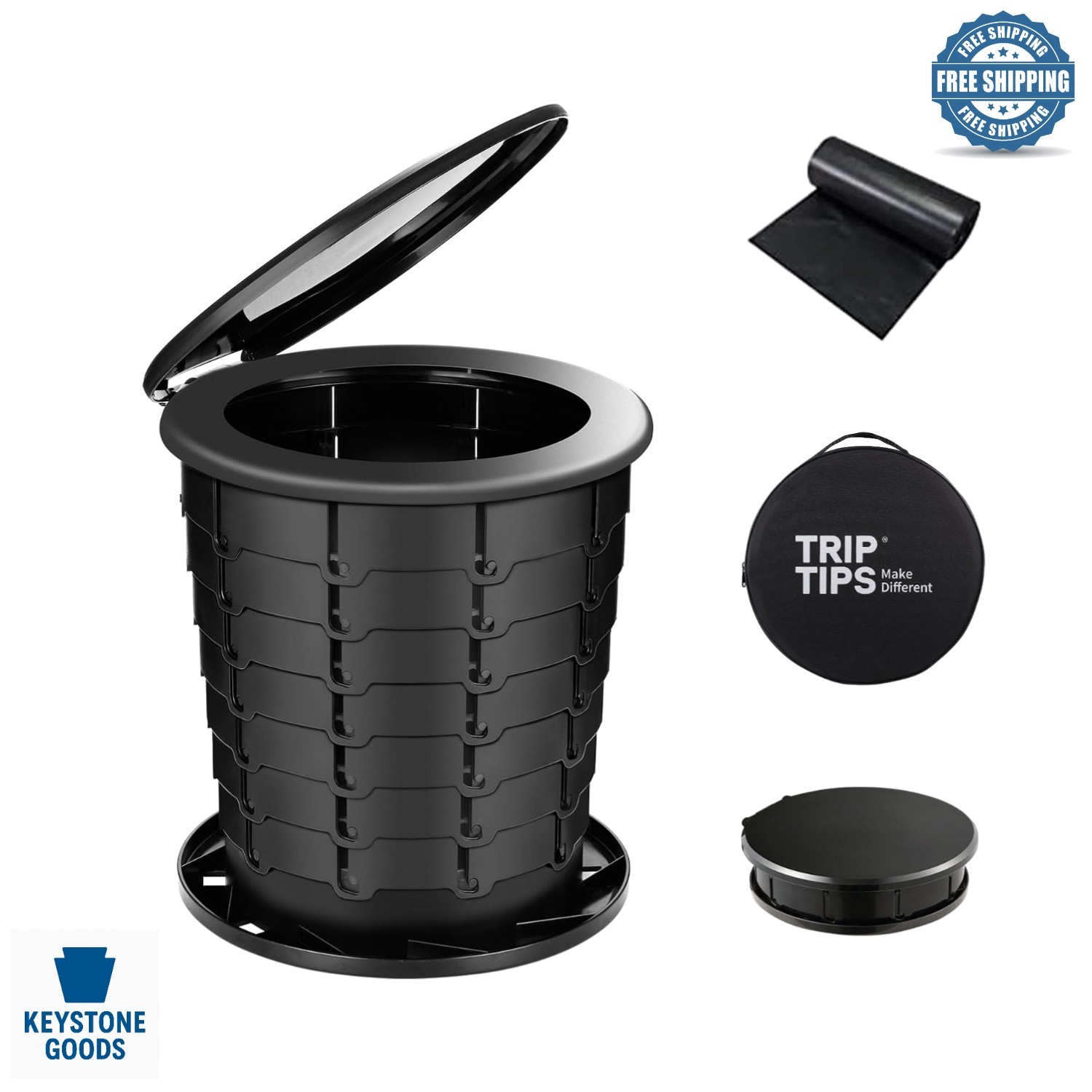 Adjustable Travel Portable Toilet for Adults & Kids – Foldable, Lightweight &…