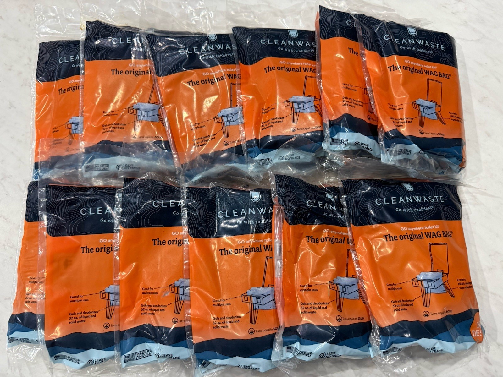 Cleanwaste WAG BAG Go Anywhere Toilet Kit Waste Bags Lot of 12