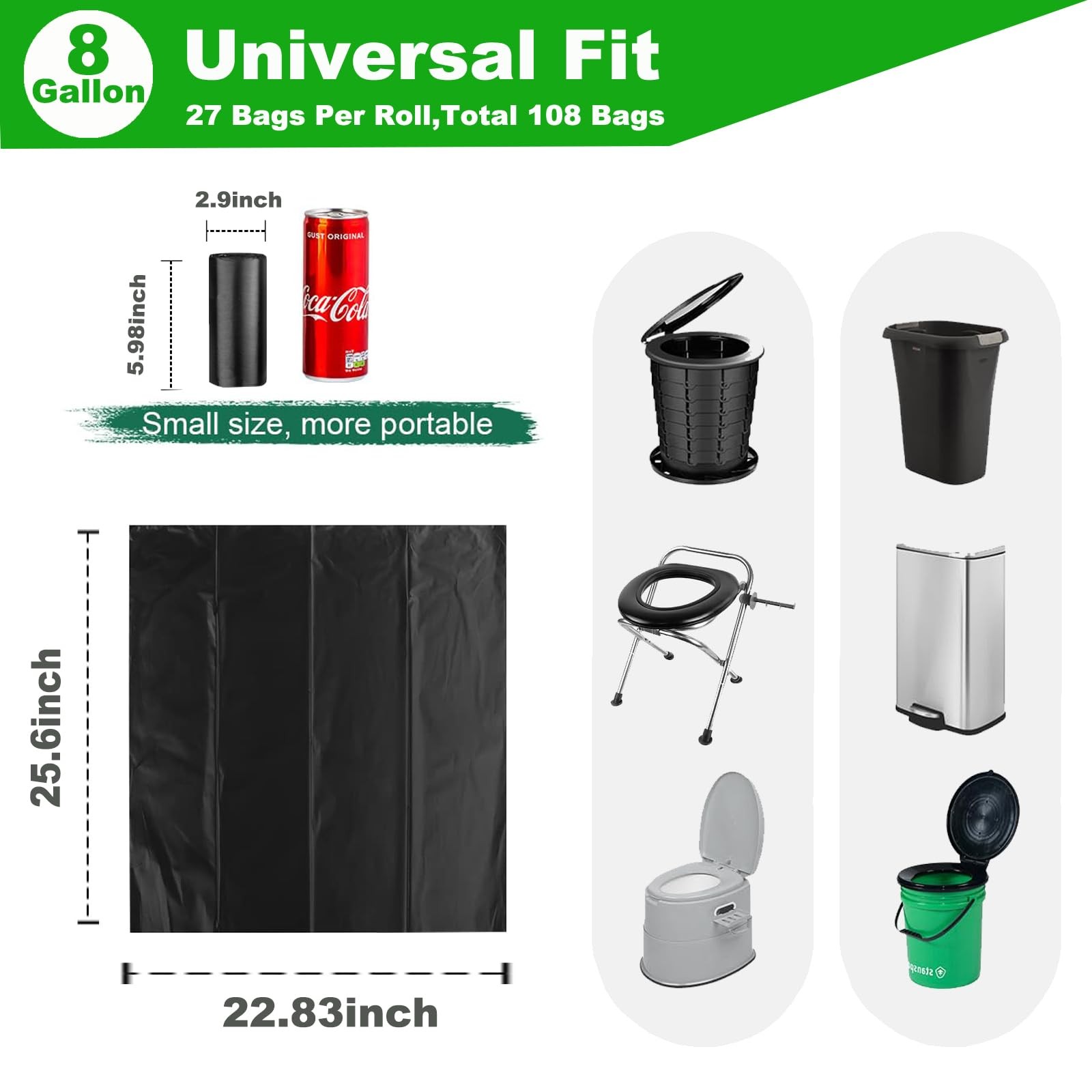108 Portable Toilet Bags TALTBREX 8 Gallon Biodegradable Camping Toilet Bags …
