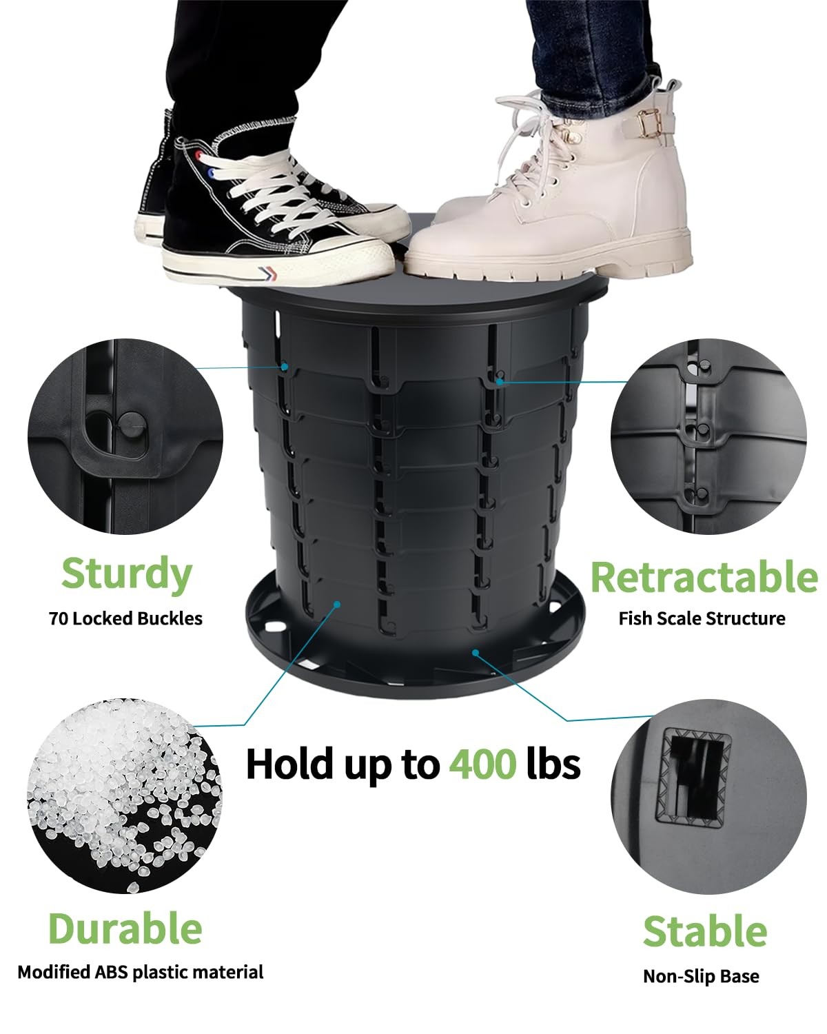 Retractable Portable Camping Toilet Foldable Potty Adjustable Height Car Boat