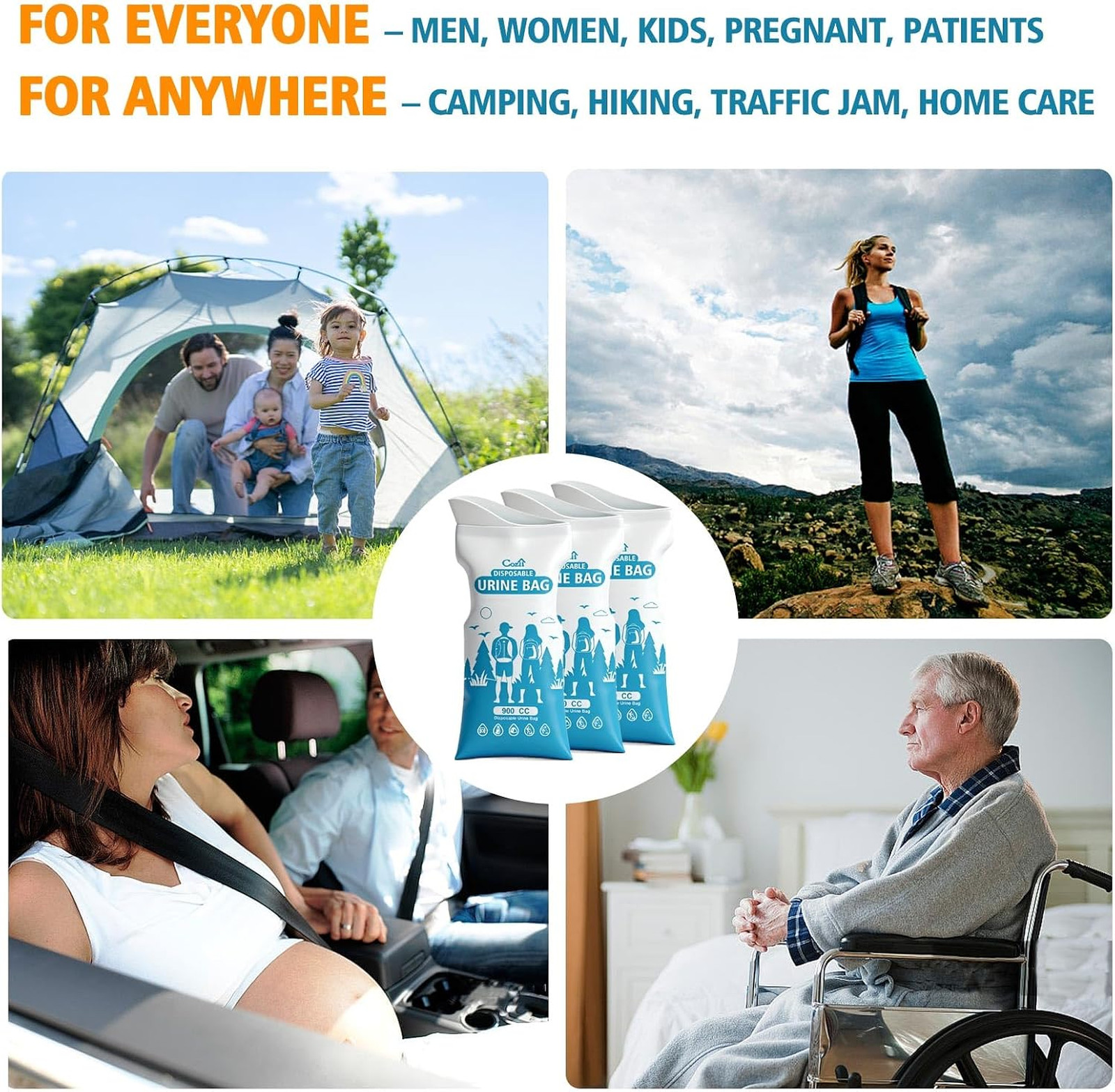 Disposable Urine Bags Large Capacity Unisex Travel Emergency Pee Vomit Bags
