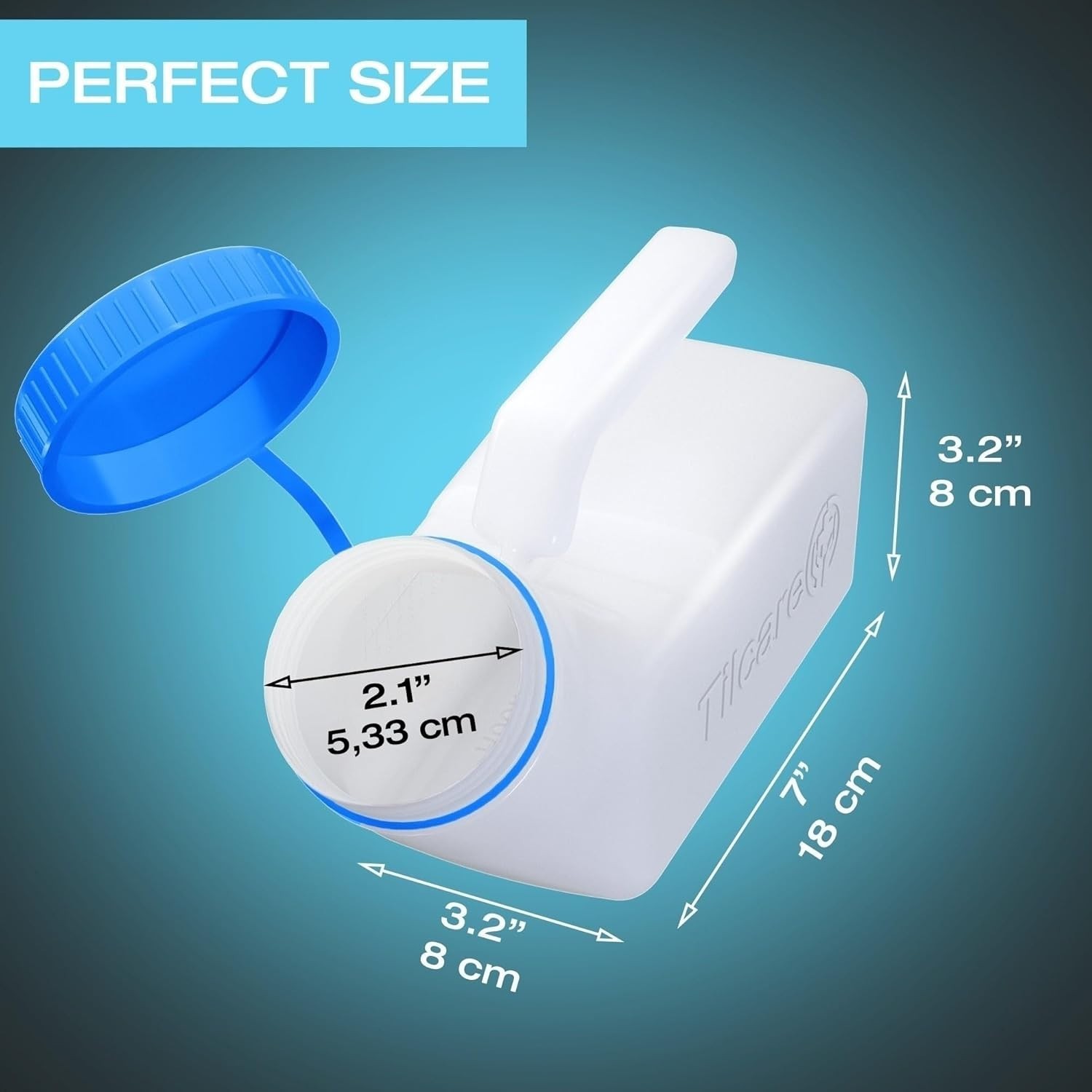 3 Pack Urinals for Men 32oz Thick Plastic Spill Proof Bedpan with Screw On Lid