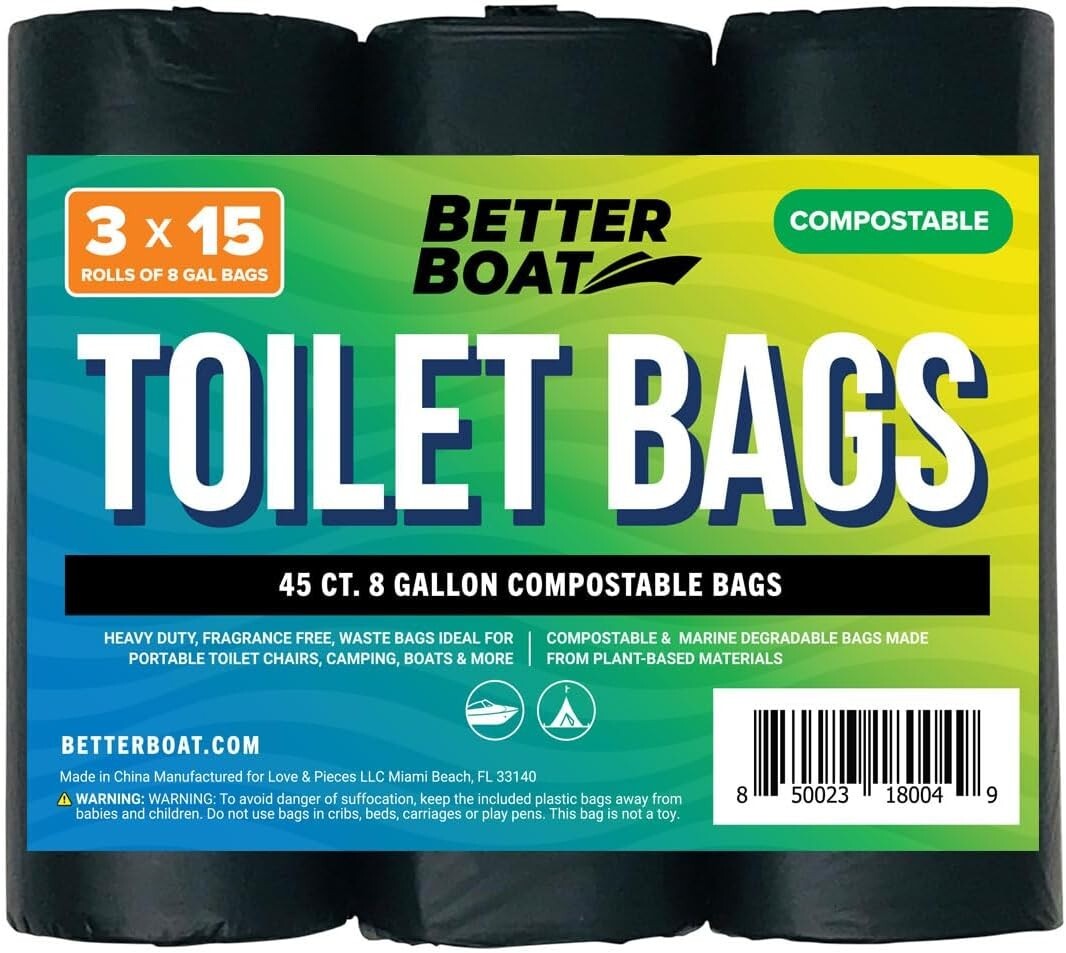 Universal Fit 8-Gallon Biodegradable Toilet Bags – Ideal for Camping & Compost
