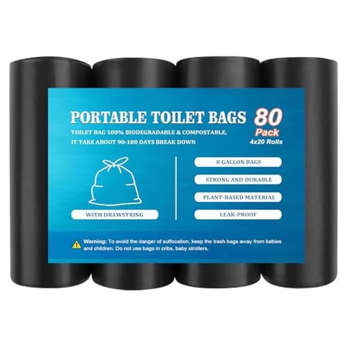 80 PCS Portable Toilet Bags with Drawstring, 80 Count with Drawstring