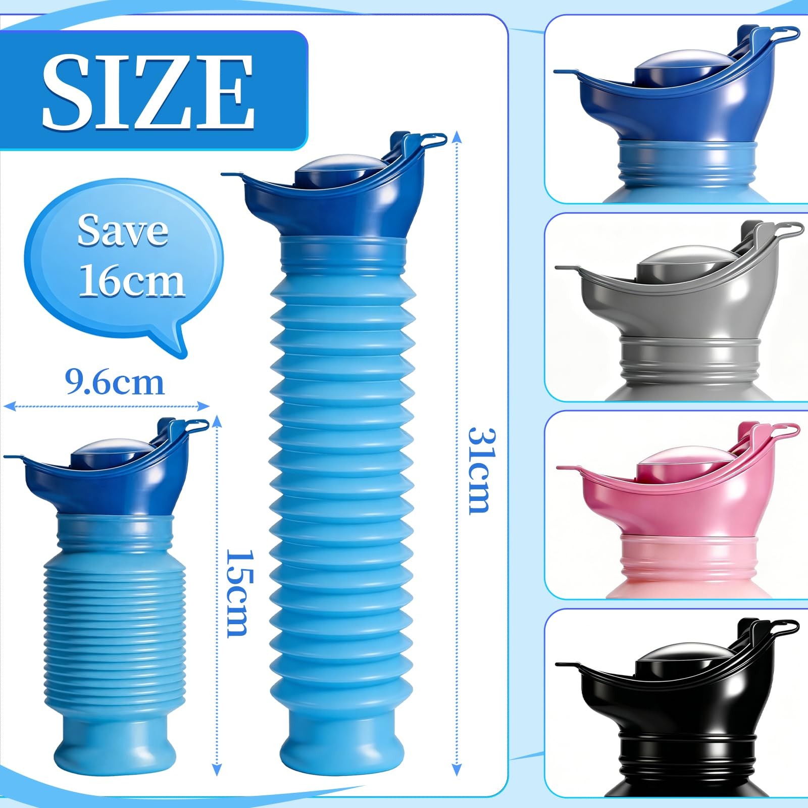 Lpluziyyds Scalable Emergency Urinal, 750ml Portable Toilet for 750ml, Blue
