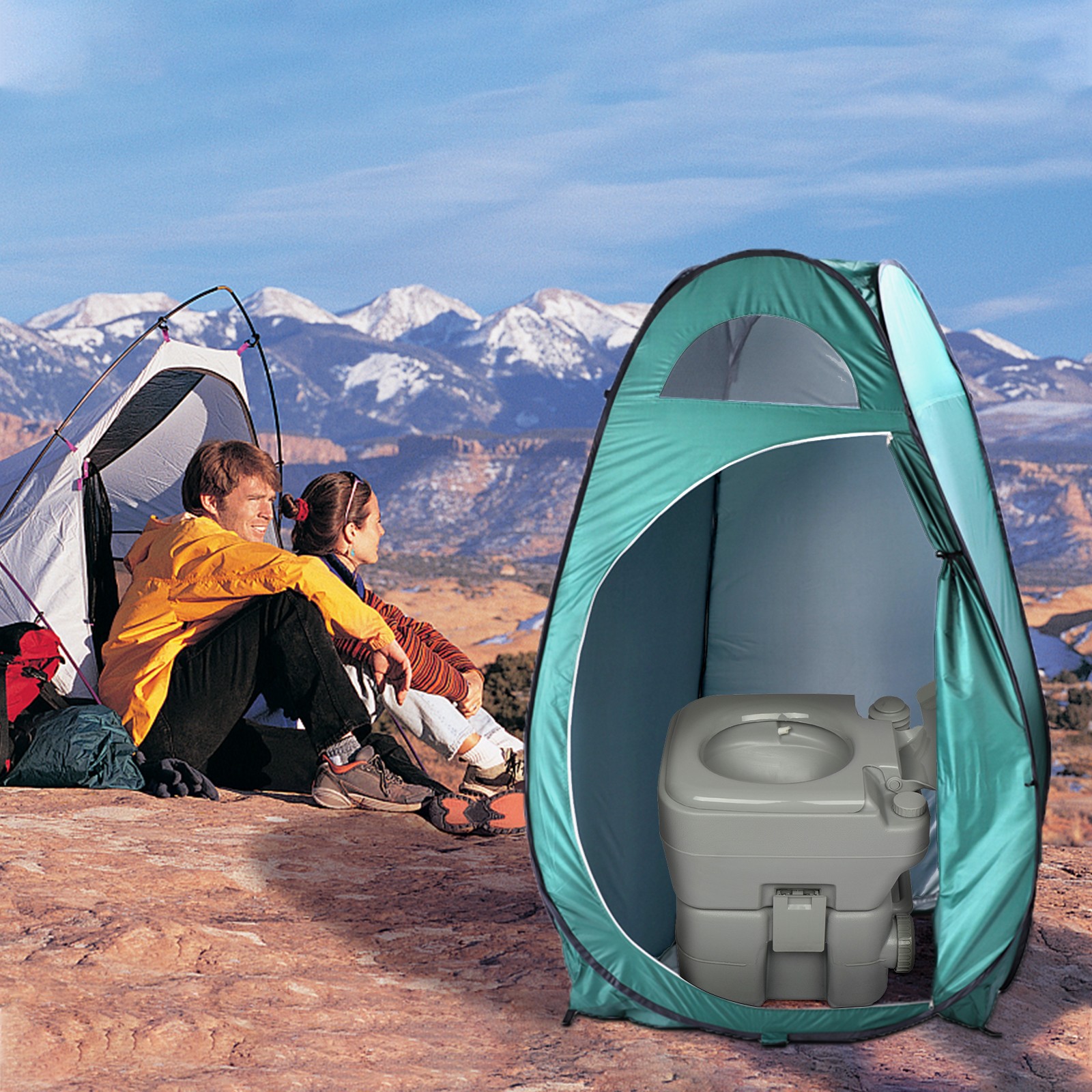 Portable Toilet 20L 5 Gallon Flush Travel Camping Outdoor/Indoor Car SUV Gray