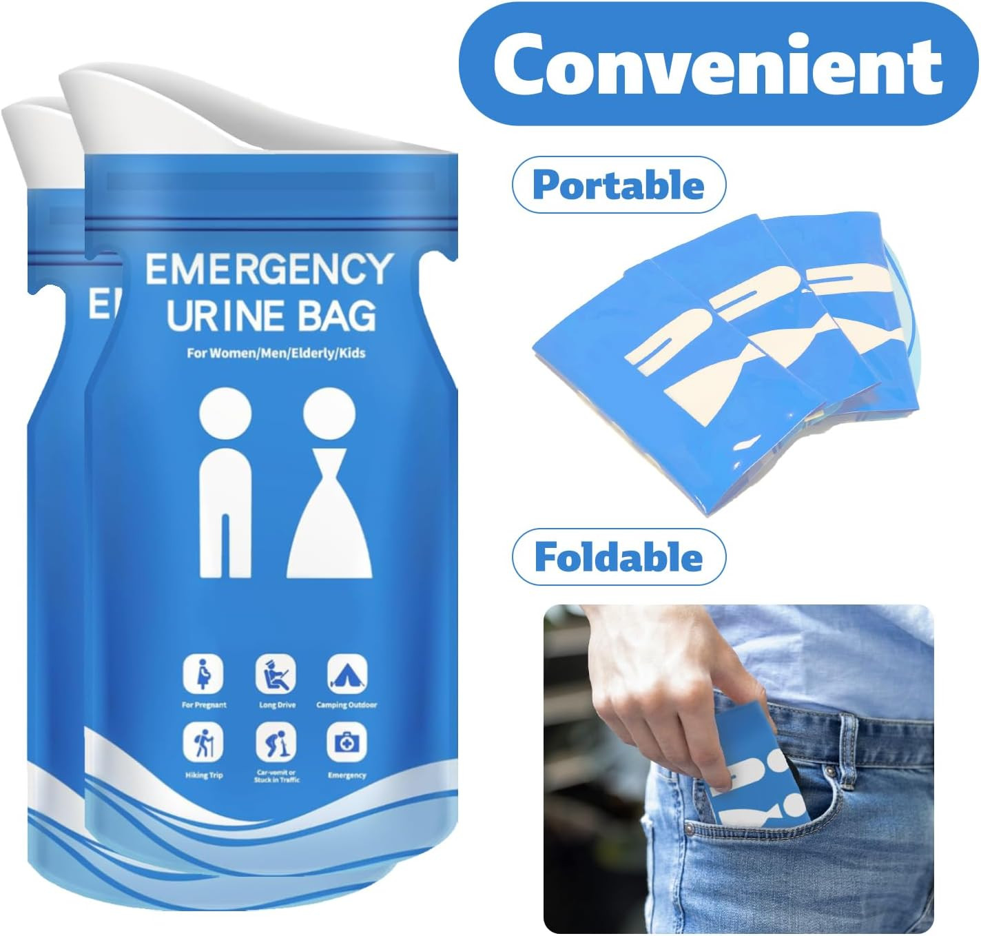 900CC Disposable Urine Bag, 12 PCS Emergency Portable Urinal Bags for Men/Wom…
