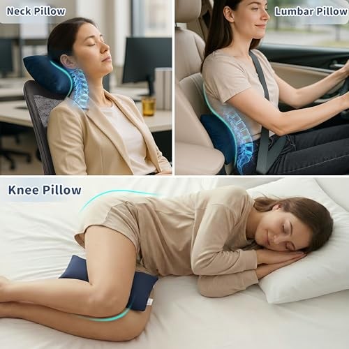 Small Pillow 11″x7″x2.5″ for Travel and Camping with Name Tag Mini Navy Blue