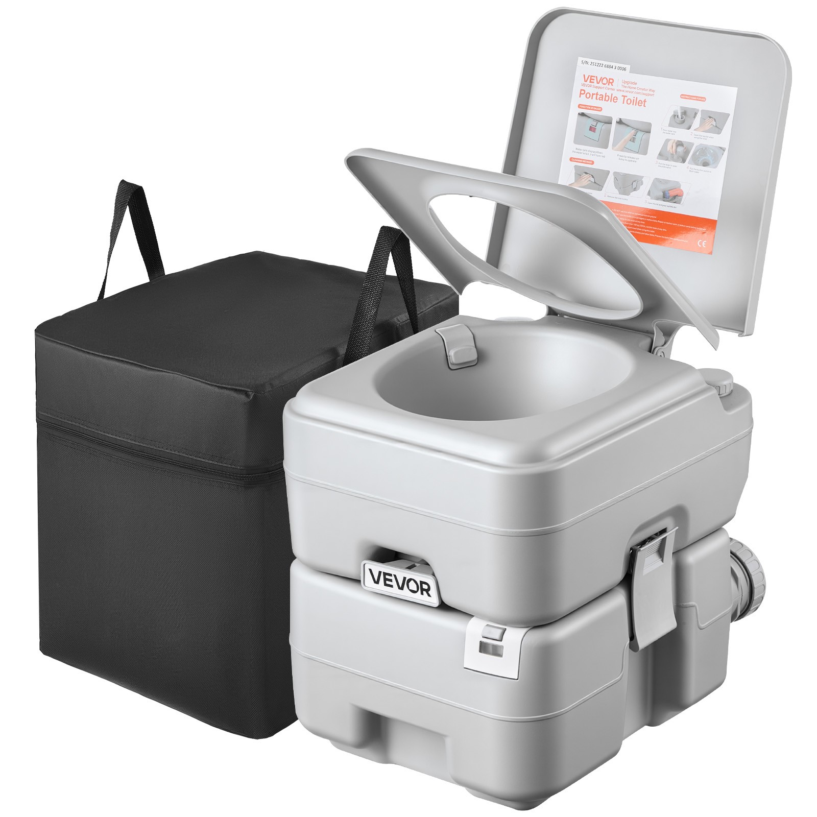 VEVOR Portable Toilet Outdoor Travel Potty 5.3 Gallon Flush for Camping Hiking