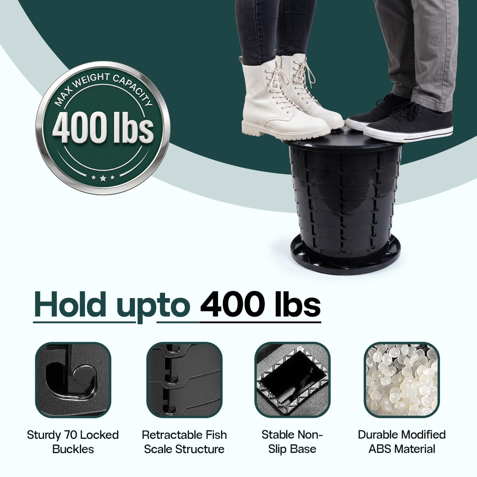 Portable Camping Toilet – 400 lbs Capacity | Foldable & Adjustable 13″ Height |