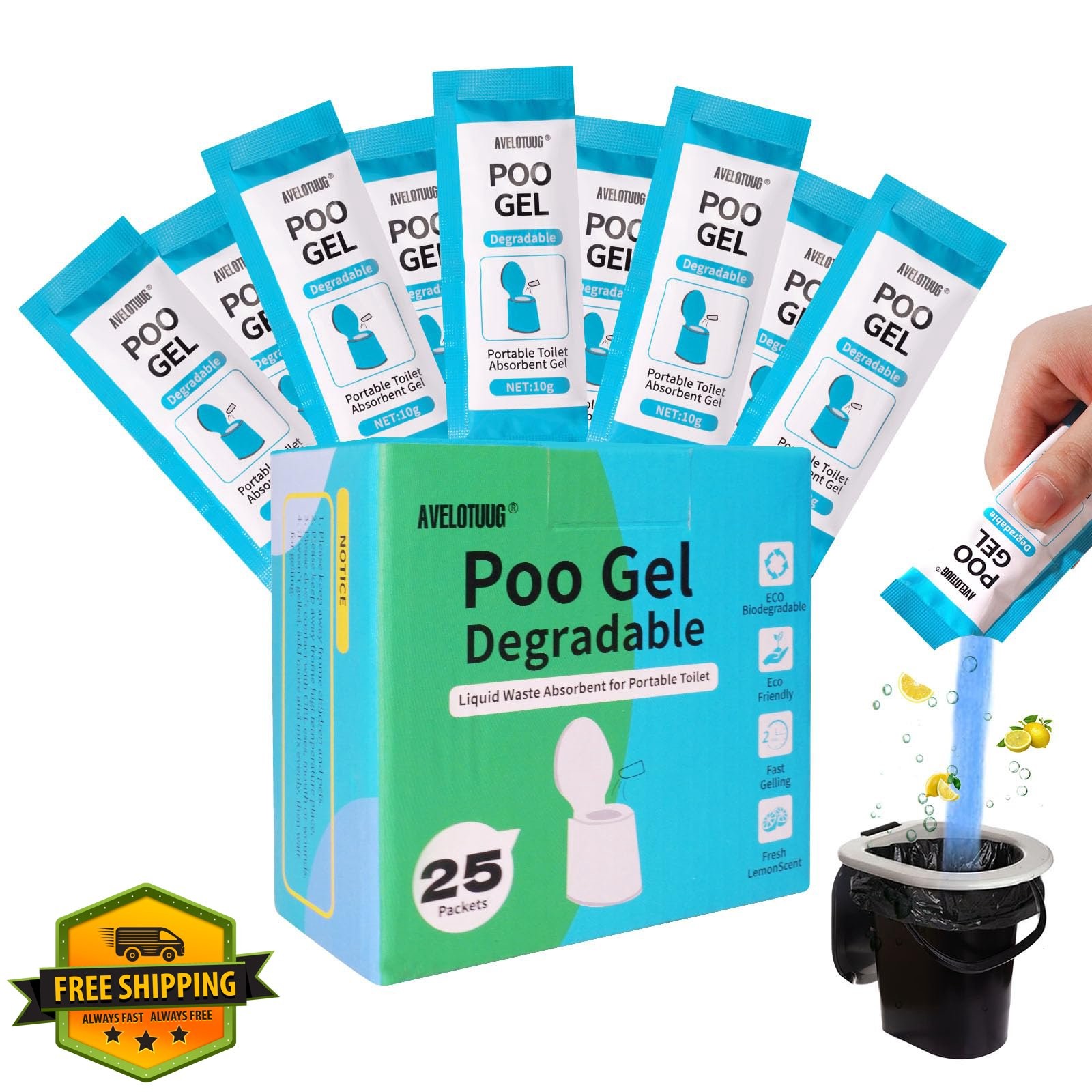 AVELOTUOTUG Toilet Gel Powder 25 Packets