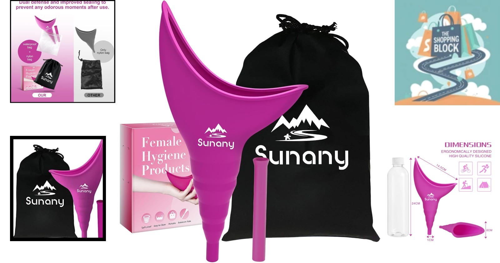 Fuchsia Silicone Female Urinal, Portable & Reusable for Travel & Outdoors