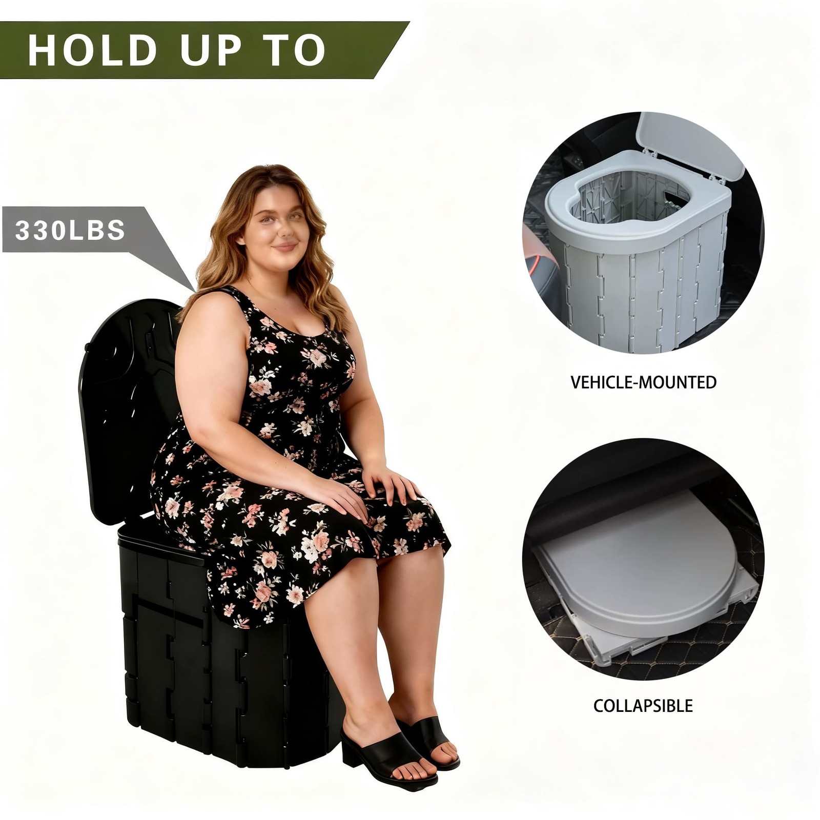 13inch Portable Camping Toilet for Adults Foldable Potty Chair for Toddler Tr…