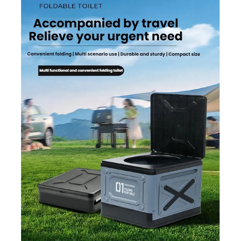 Car Portable Toilet SUV Foldable Potty Self Drive Travel Camping Emergency Loo