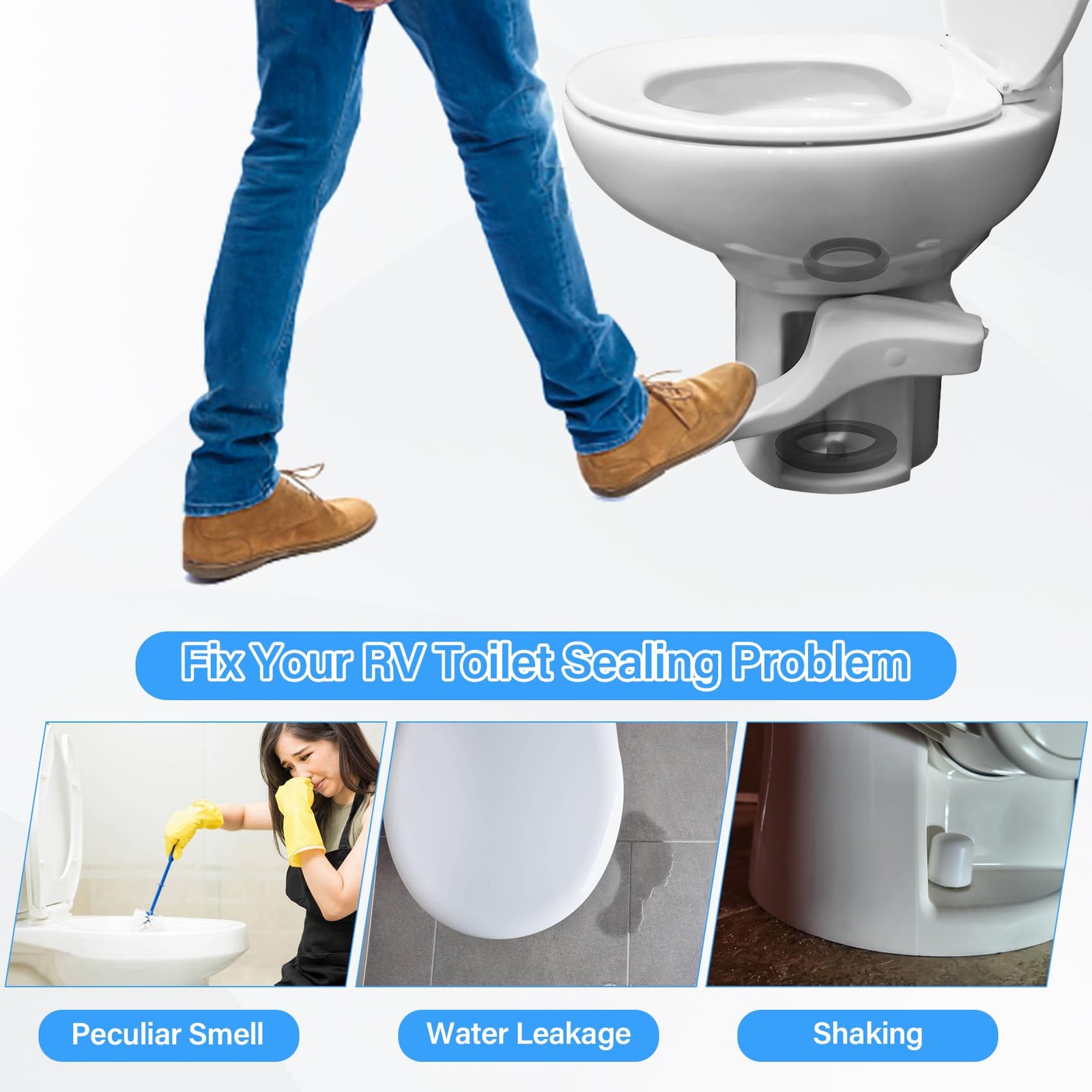 RV Toilet Seal Kit for Thetfords Aqua Magic Style Plus, Style Lite, Style II & R