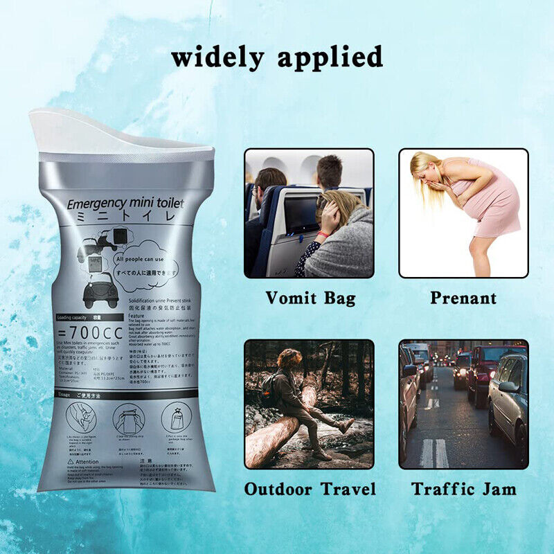 20x Unisex Disposable Emergency Portable Urine Bags Car Urine Bag 700ml Toilet