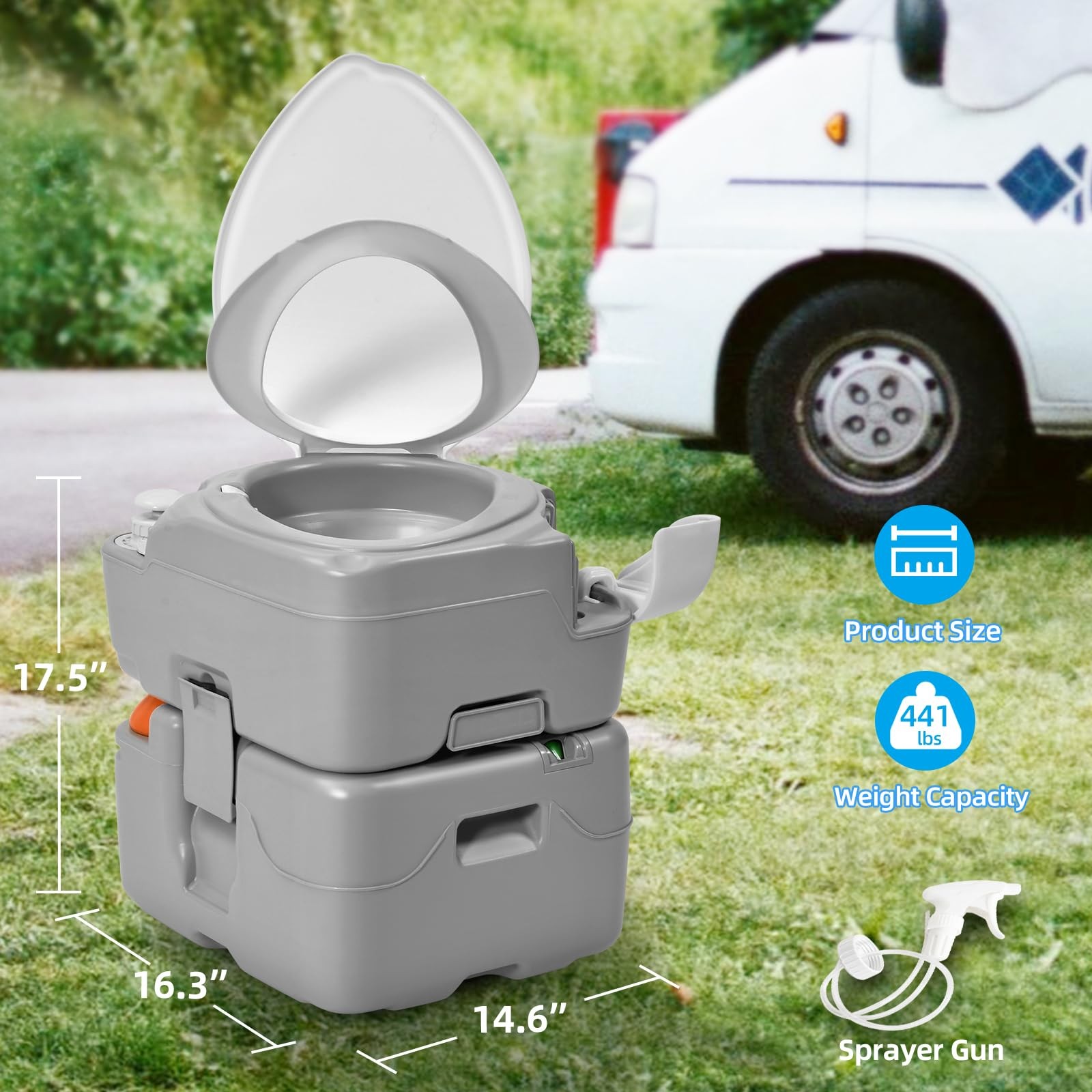Yitahome Portable Toilet Camping Porta Potty 5.8 Gallon Diagonal Bowl Hand
