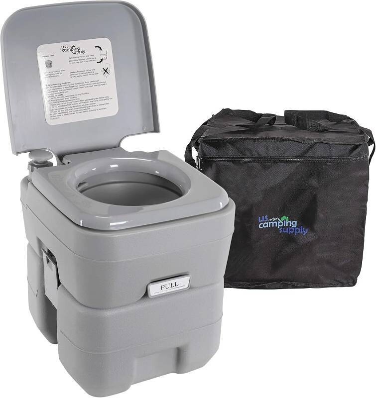 U.S. Camping Supply Portable Toilet with Carry Bag, 5.3 Gallon Waste Tank Camp