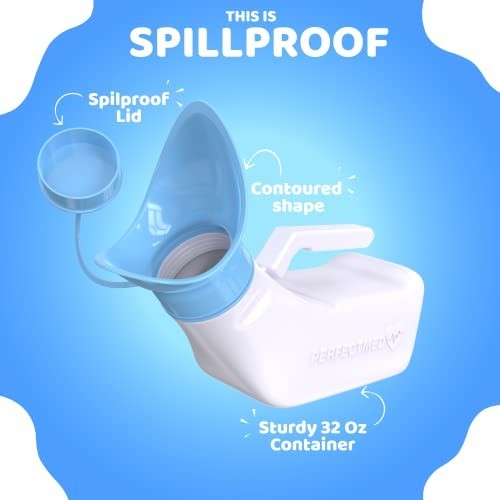 Portable Female Urinal 32 oz (2 Pack) – Spill Proof Pee Funnel for Travel & Road
