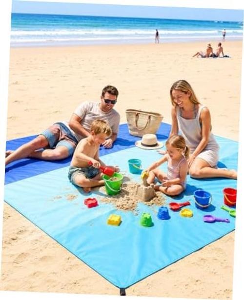 Beach Blanket Sandproof Waterproof, 79″×83″ Extra Large Beach Mat, Sand-Free &