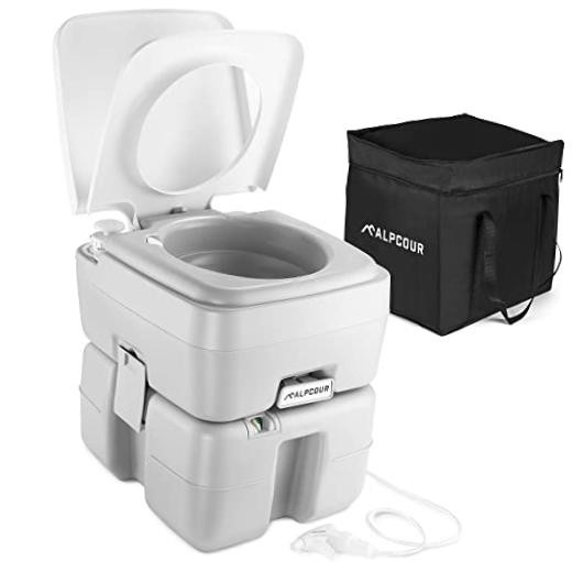 Portable Toilet – Compact Indoor & Outdoor Commode w/Travel Bag for 5.8 Gallon