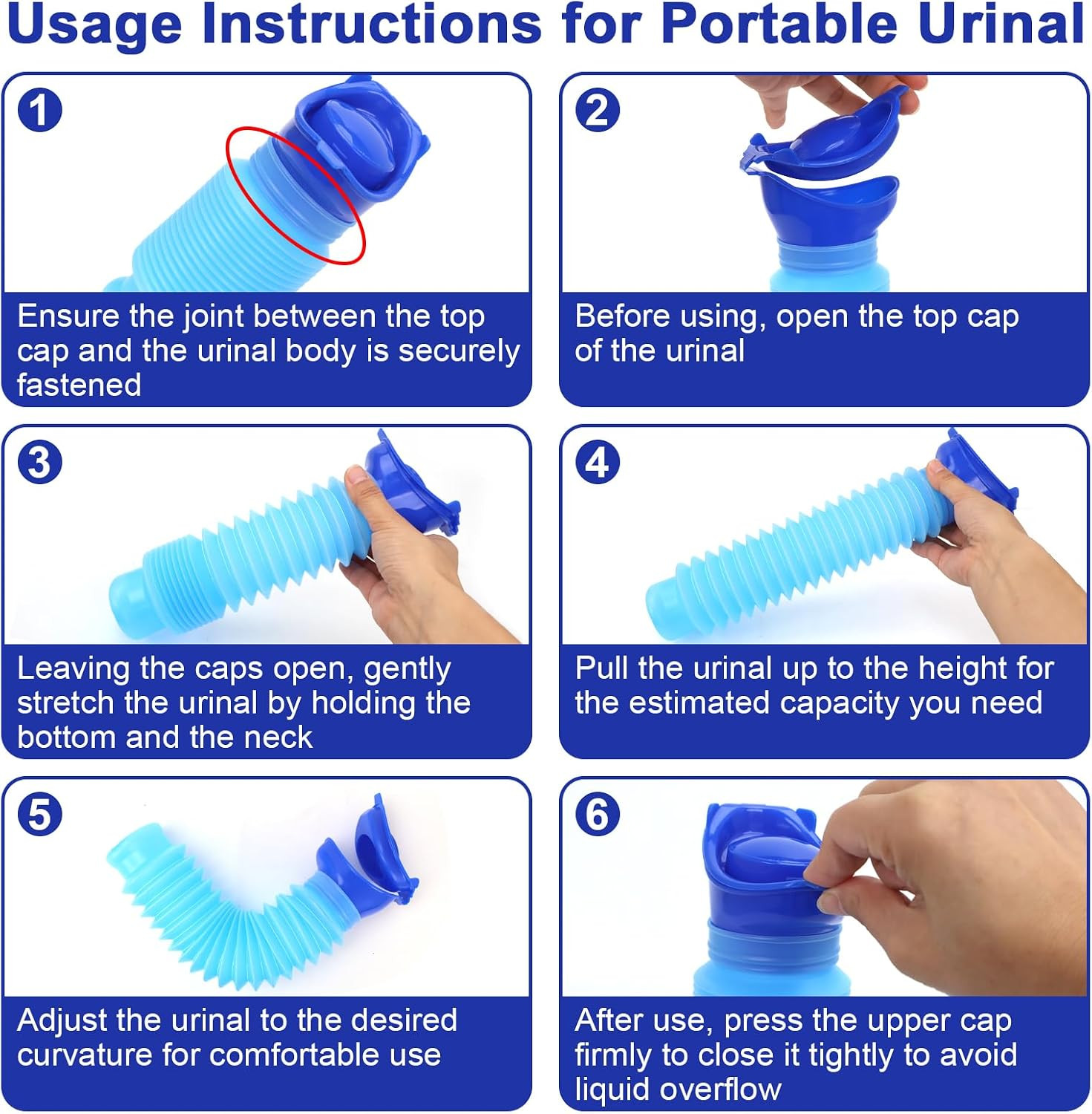KEUYE Pee Bottle for Men,750Ml,2Pcs | Emergency Urinal,Leakproof and Collapsible