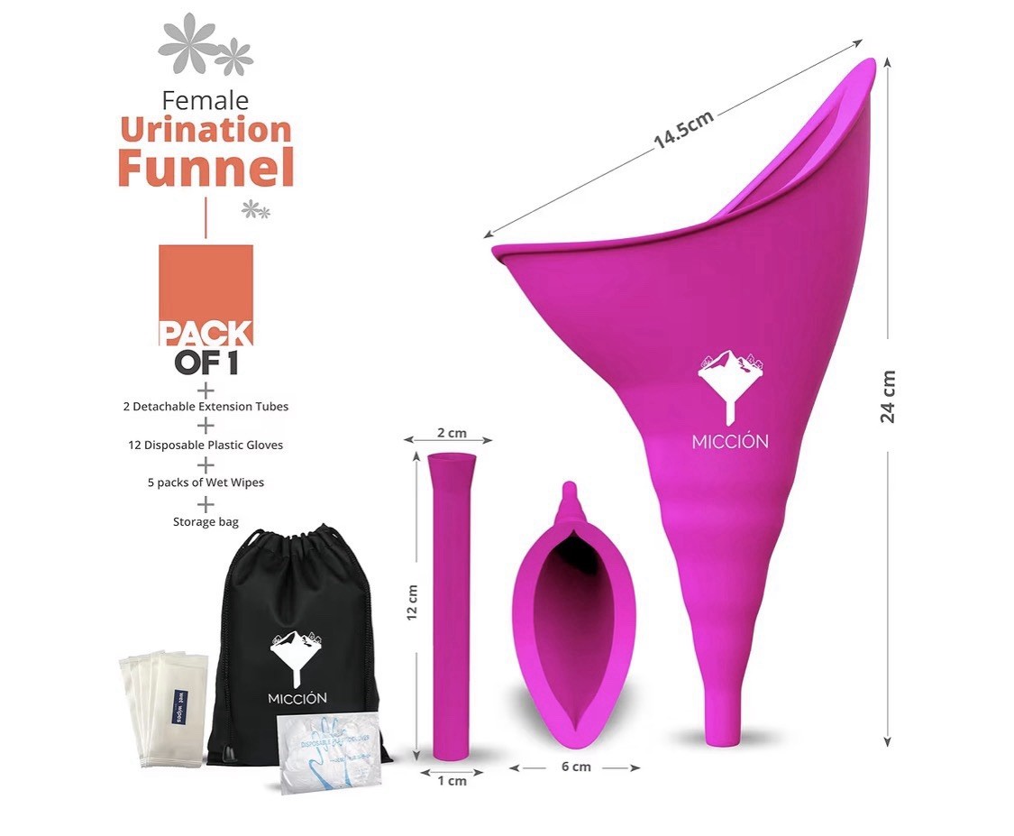 Miccion Portable Female Urination Device Silicone Kit Purple Traveling, Camping