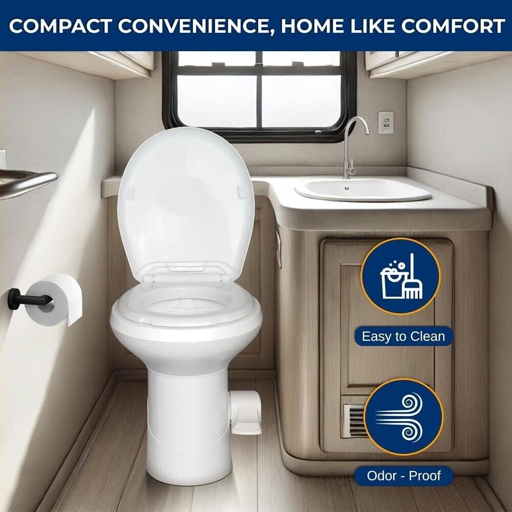 SereneLife Portable Gravity Flush Toilet High Profile with Foot Pedal Operation