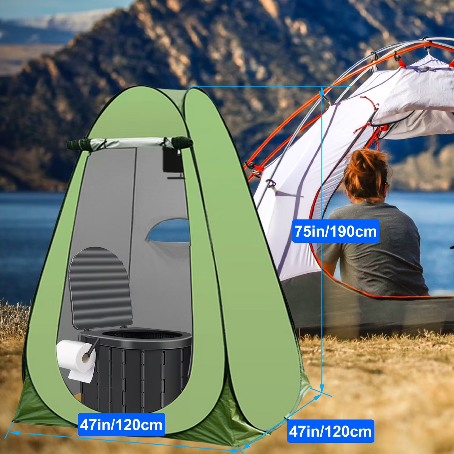 Portable Camping Toilet & Privacy Tent Set | Ergonomic Black Potty for All Ages