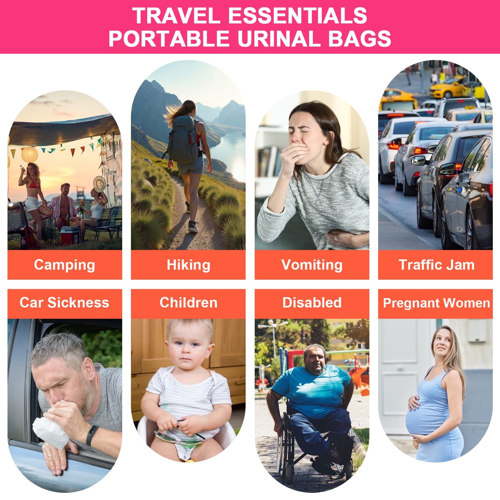 12 Pack Disposable Urine Bags, 900ML Portable Pee Bags for Travel for Men, Le…