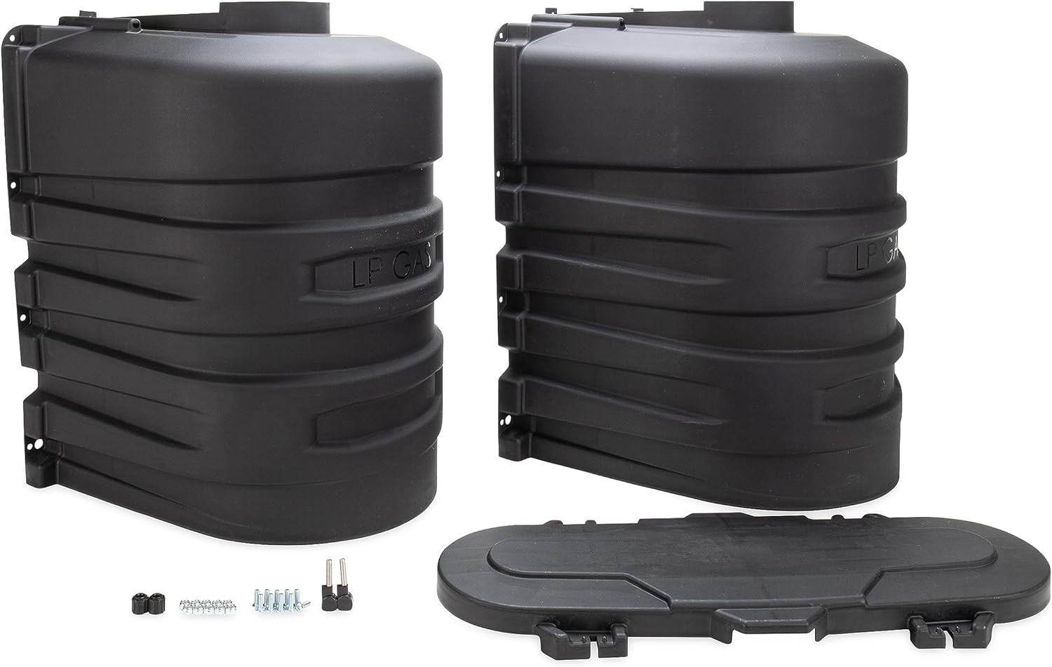 RV Dual Propane Tank Cover – Measures 29.5″W X 15.5″D X 20.5″H – Features Hinged