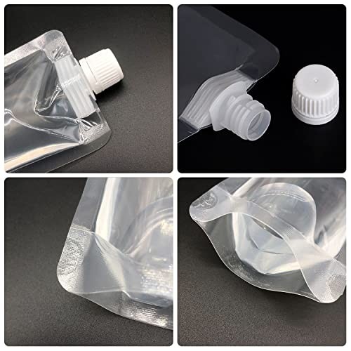 Keon Plastic Pouches – Leak-Proof, Flexible 8OZ – 10PCS + 2 Funnels – Reusable