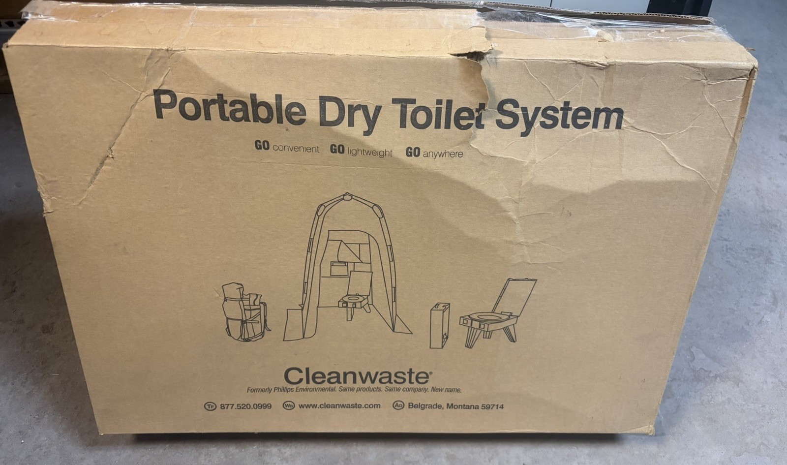 Cleanwaste Portable Camping Toilet Gray/Black w/ Carry Case & Tent