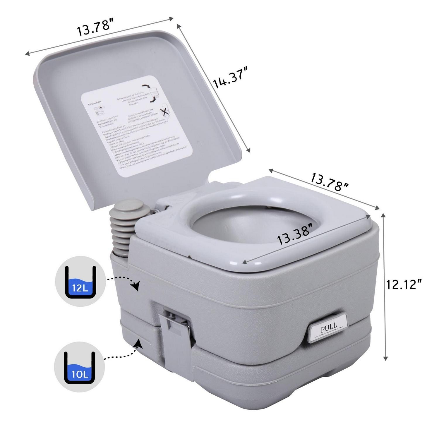 2.6 Gallon Camping Toilet Outdoor Porta Potty for RV Travel Camping Boating