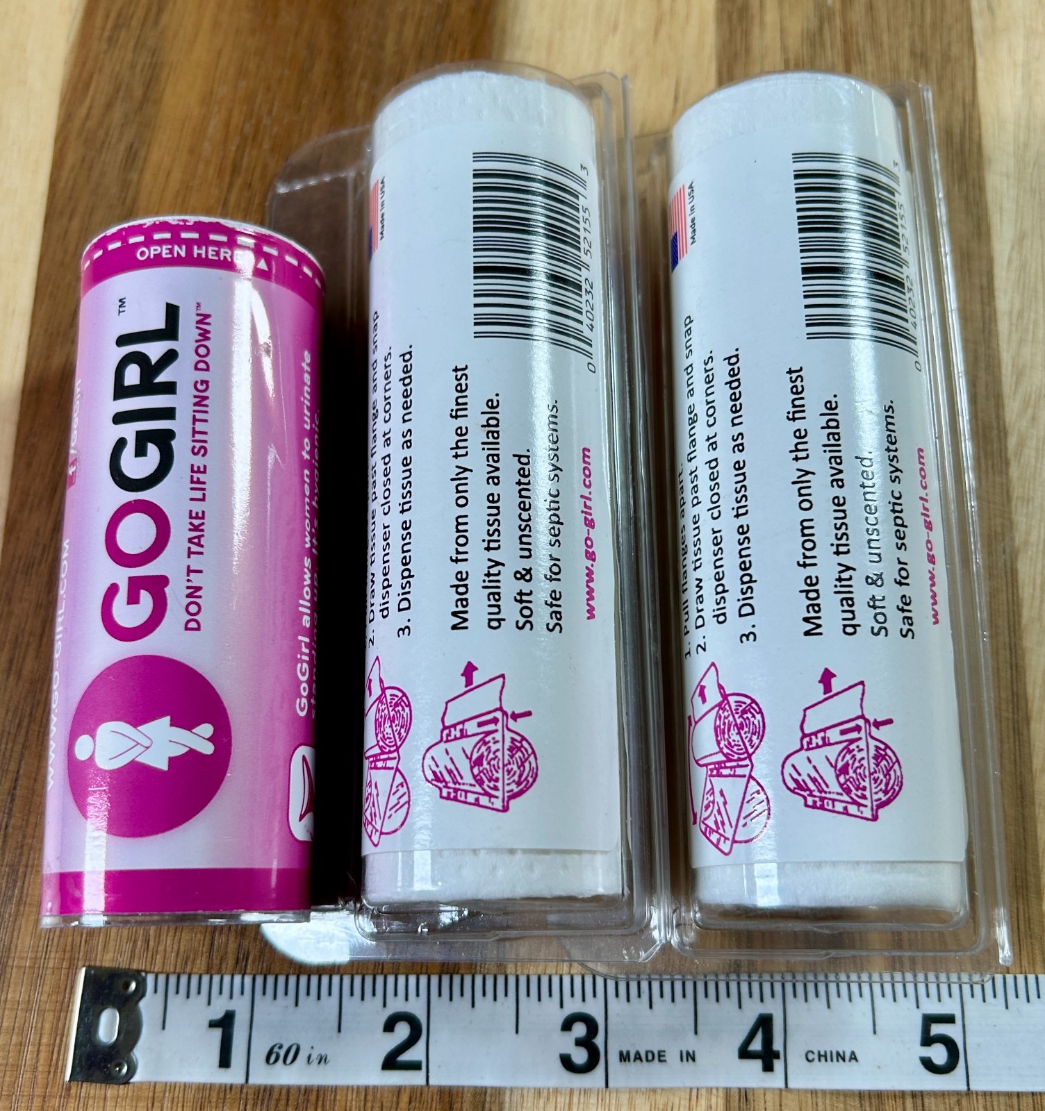 Go Girl Female Urination Device (FUD) & 2 Travel Toilet Paper Camping Hiking