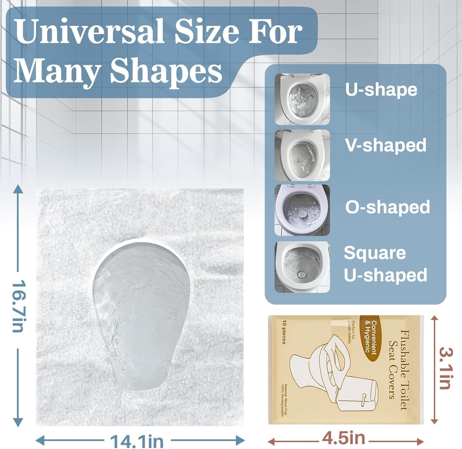 Disposable Flushable Toilet Seat Covers – 10 Pack Individually Wrapped Portable