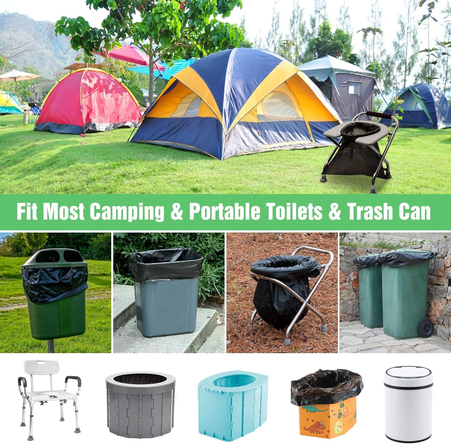 120 Portable Camping Toilet Bags 8 Gallon Emergency 1 Count (Pack of 120)