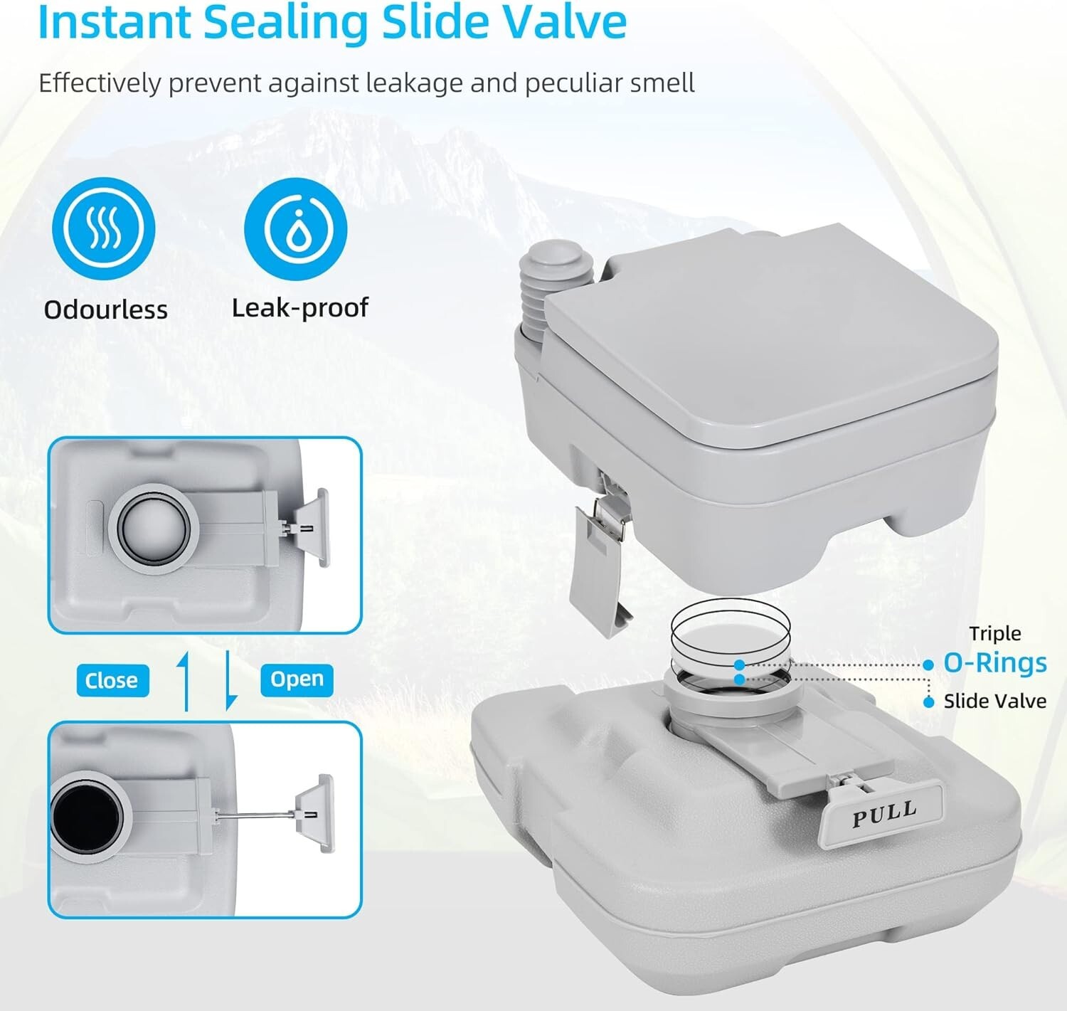 Compact 3.2 Gallon Portable Toilet with Double Outlets for Camping Trips