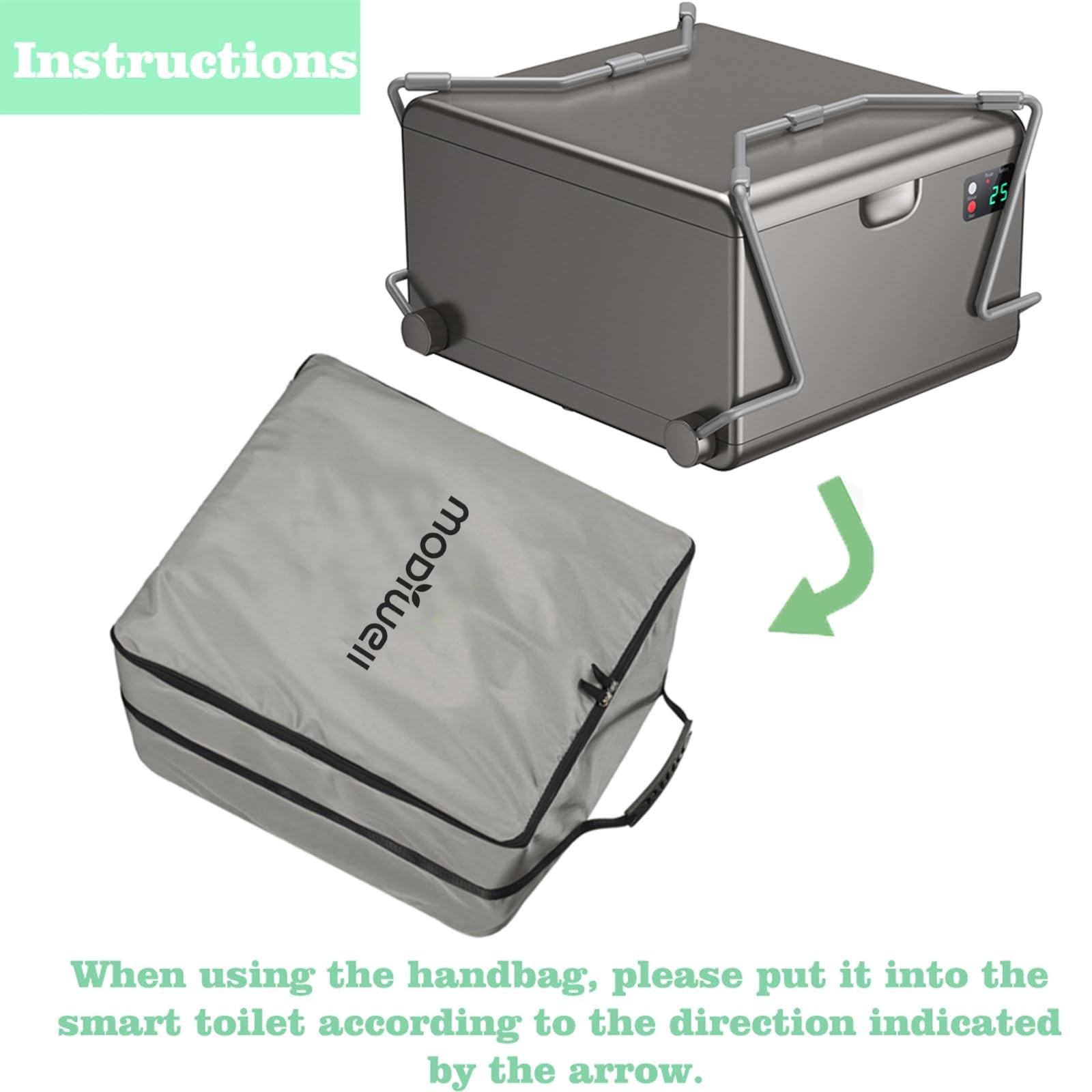 Modiwell LE-310 Dry Flush Toilet Carrying Bag with Waterproof Cover, Portable…
