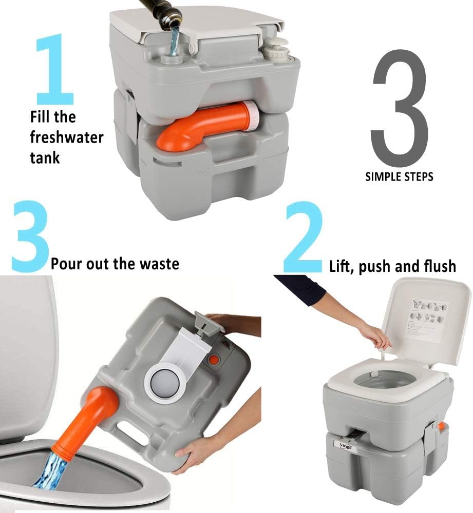 Upgraded Portable Sink & Toilet Combo Self-contained 5 Gal Hand Washing Station