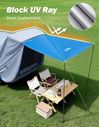 SUV Tailgate Tent with Big Awning, Water Resistant SUV Medium Grey Blue