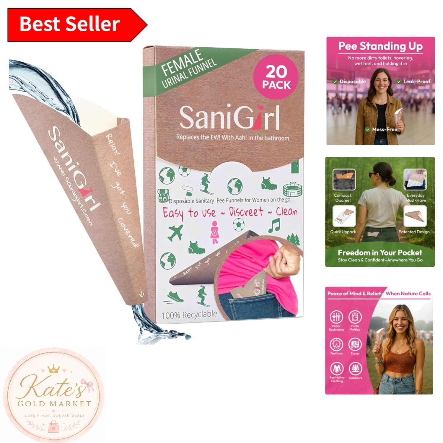 Ergonomic Leak-Proof Pee Funnel for Women – Perfect for Camping & Travel 20 Pack