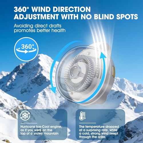 Small Clip Fan, Personal Waist Fans,Portable Silent Mini Bladeless Fan White