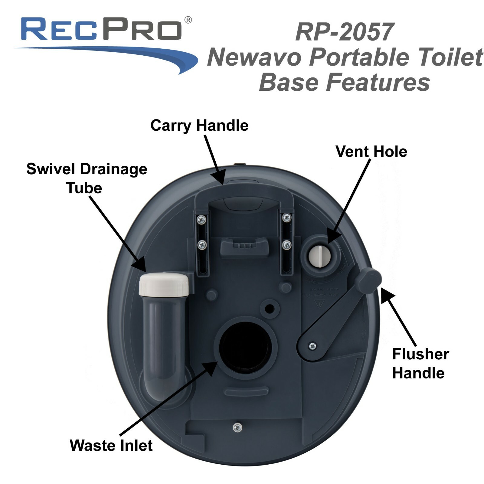 RecPro Newavo Evo Portable RV Toilet 5.3Gal Capacity Camping Toilet Outdoor Lav