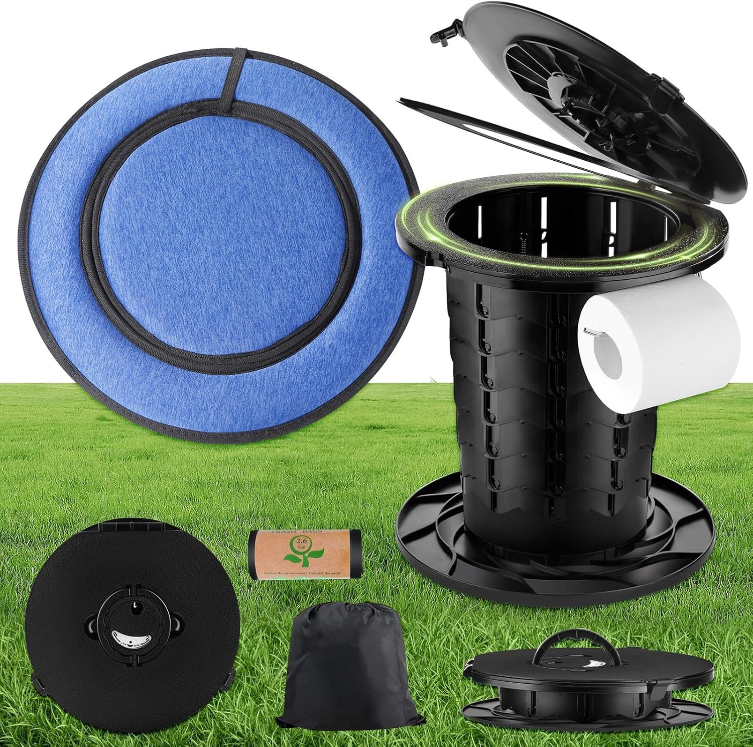 Compact Camping Toilet Foldable | Portable Mobile Toilet | Height Adjustable Cam