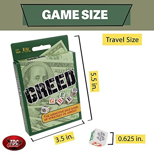 Greed Dice Game – Great for Party Favors, Stocking Stuffers, Camping, Travel